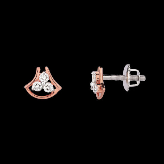 14K Two Tone Gold Diamond Earrings - 0.18ct VVS-VS-GH