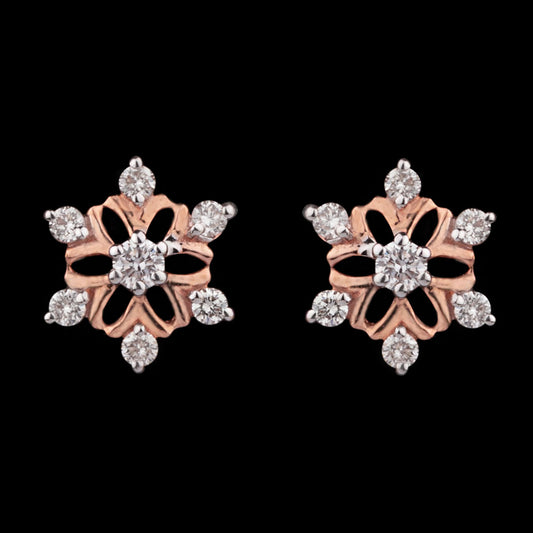 14K Two Tone Gold Diamond Earrings - 0.17ct VS-SI-HI