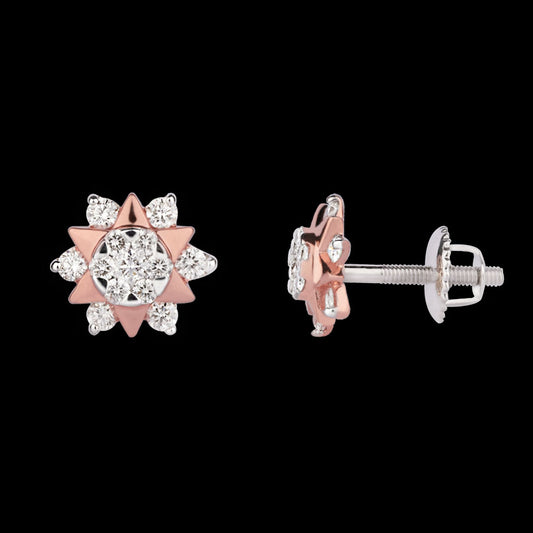 14K Two Tone Gold Diamond Earrings - 0.24ct VVS-VS-GH
