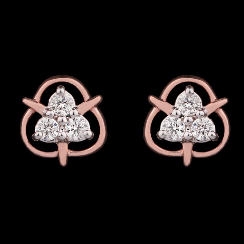 14K Two Tone Gold Diamond Earrings - 0.13ct VS-SI-HI