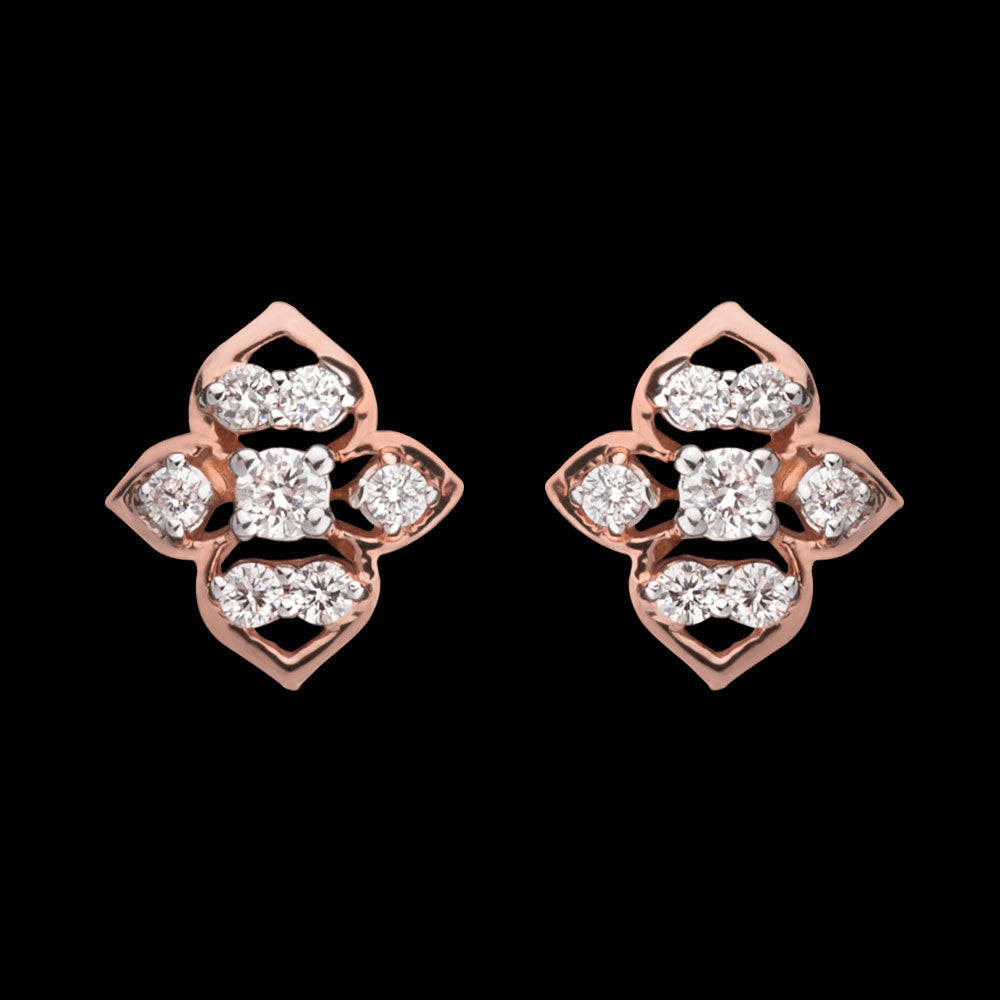 14K Two Tone Gold Diamond Earrings - 0.17ct VVS-VS-GH