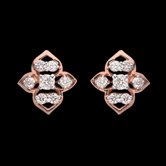 14K Two Tone Gold Diamond Earrings - 0.17ct VVS-VS-GH