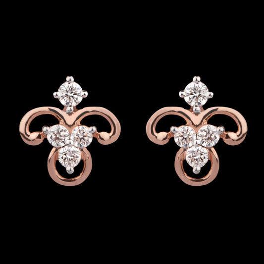 14K Two Tone Gold Diamond Earrings - 0.17ct VVS-VS-GH