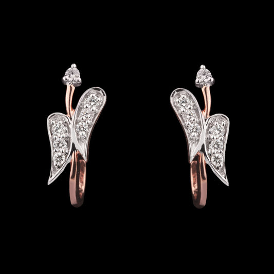 14K Two Tone Gold Diamond Earrings - 0.2ct VS-SI-HI