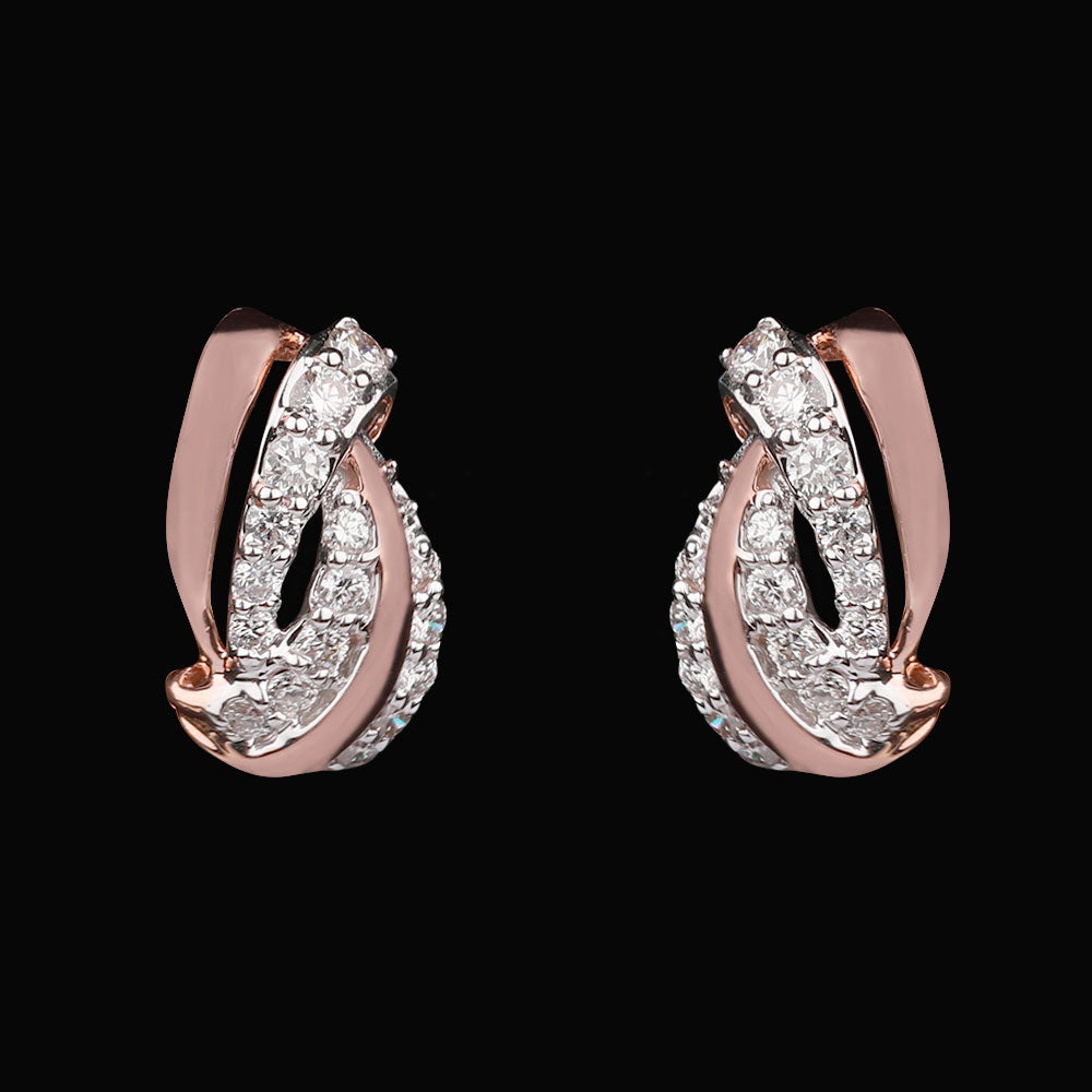14K Two Tone Gold Diamond Earrings - 0.33ct VVS-VS-GH