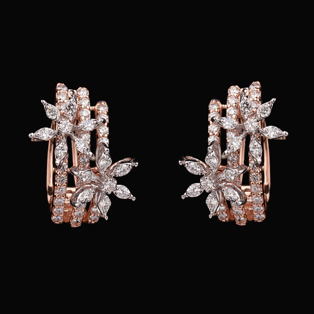 14K Two Tone Gold Diamond Earrings - 0.85ct VVS-VS-GHI