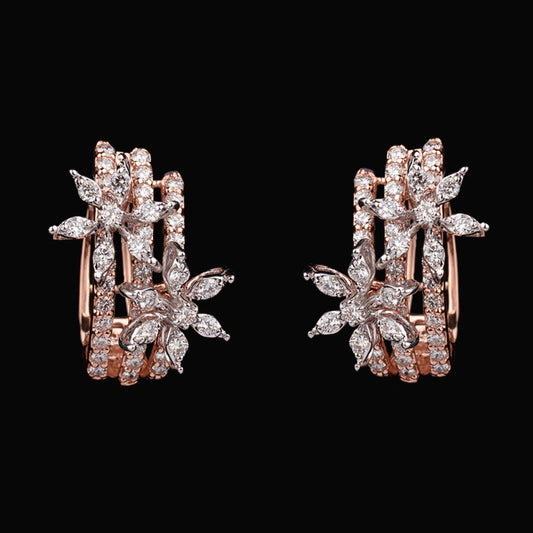 14K Two Tone Gold Diamond Earrings - 0.85ct VVS-VS-GHI