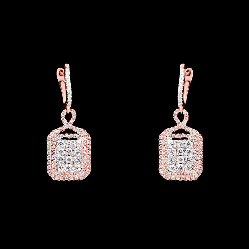 14K Two Tone Gold Diamond Earrings - 2.04ct VVS-VS-GH