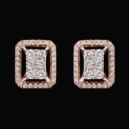 14K Two Tone Gold Diamond Earrings - 0.93ct VVS-VS-GH