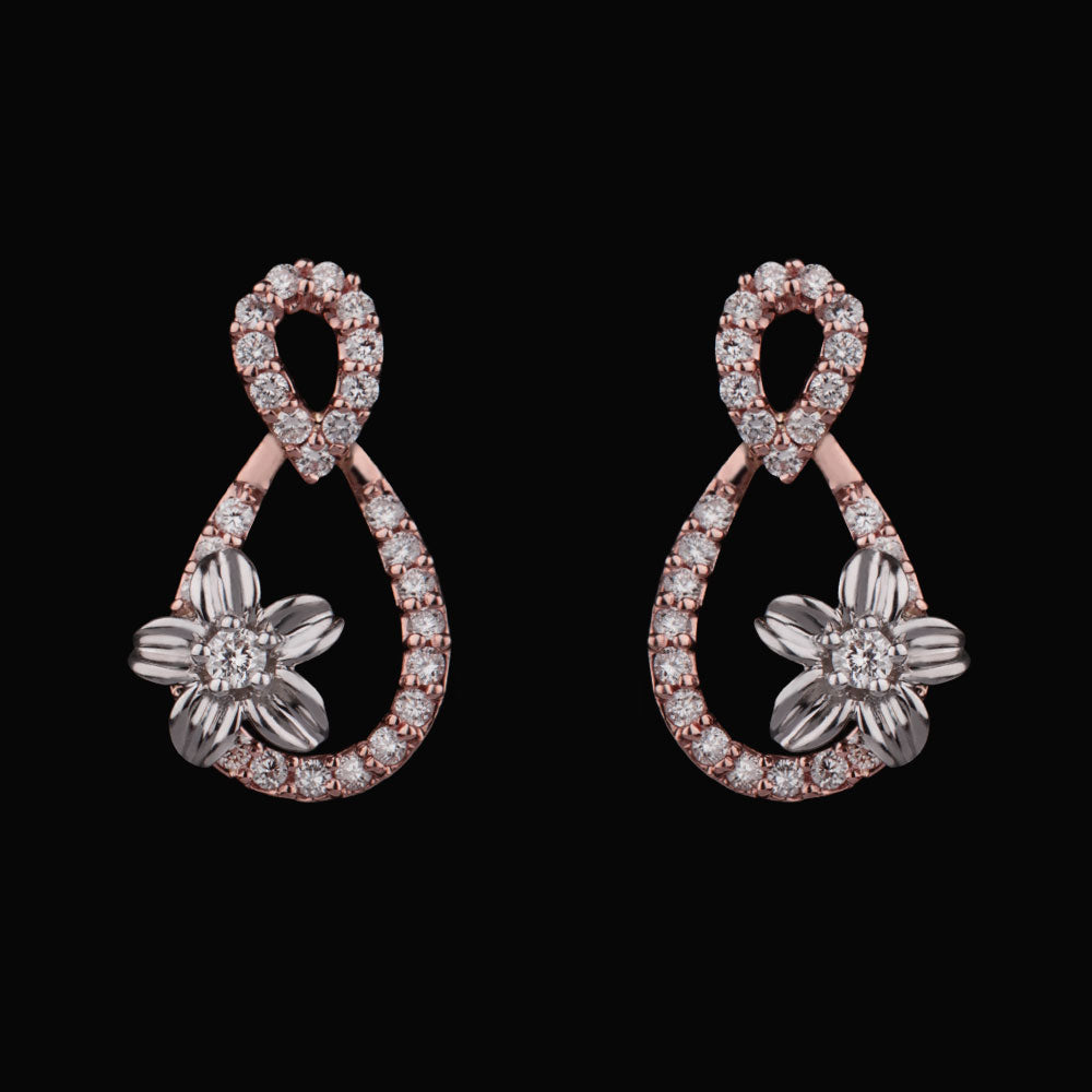 14K Two Tone Gold Diamond Earrings - 0.38ct VVS-VS-GH