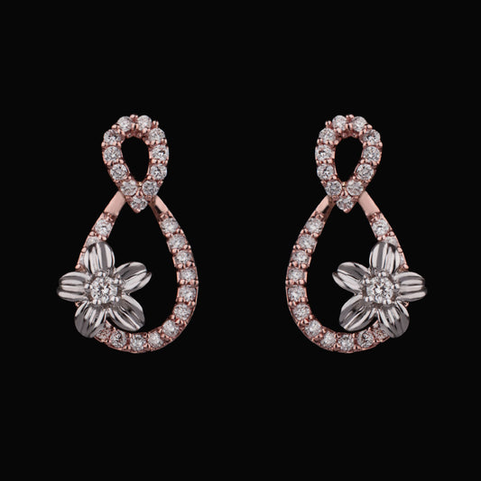 14K Two Tone Gold Diamond Earrings - 0.38ct VVS-VS-GH