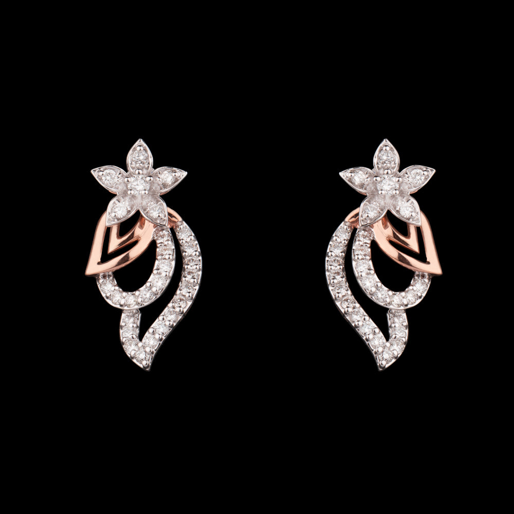 14K Two Tone Gold Diamond Earrings - 0.33ct VVS-VS-GH