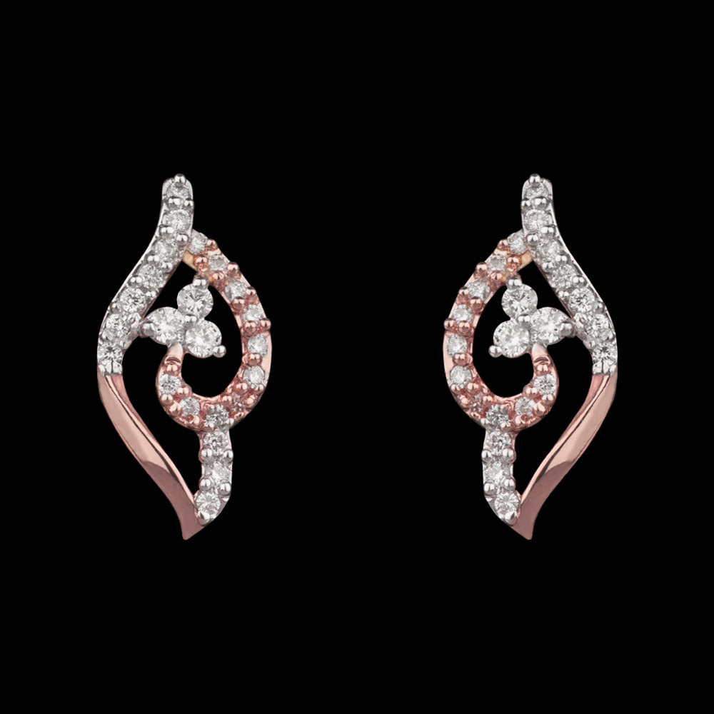 14K Two Tone Gold Diamond Earrings - 0.25ct VVS-VS-GH