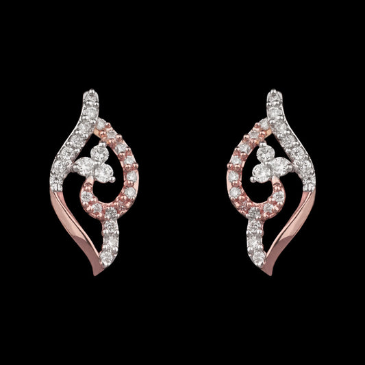 14K Two Tone Gold Diamond Earrings - 0.25ct VVS-VS-GH