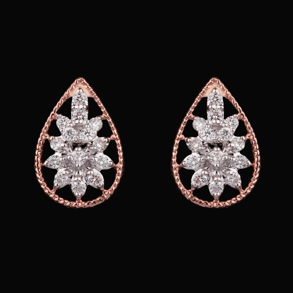 14K Two Tone Gold Diamond Earrings - 0.25ct VVS-VS-GH