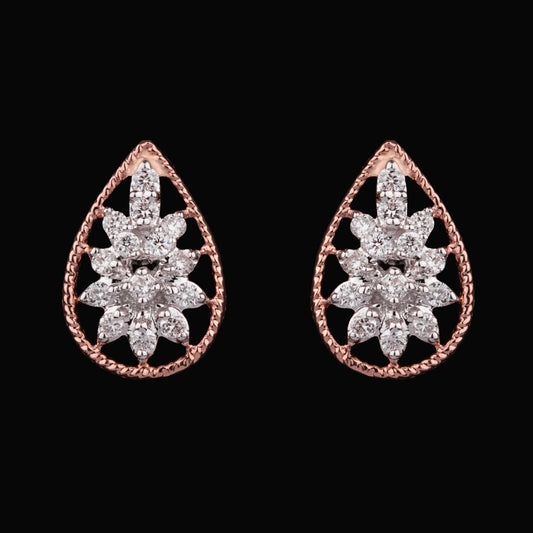 14K Two Tone Gold Diamond Earrings - 0.25ct VVS-VS-GH