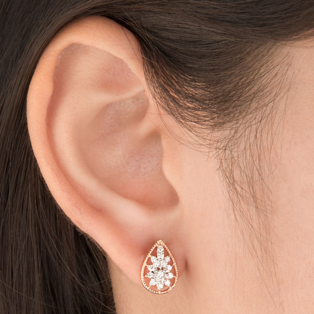14K Two Tone Gold Diamond Earrings - 0.25ct VVS-VS-GH