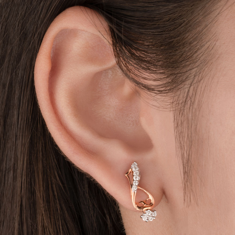 14K Two Tone Gold Diamond Earrings - 0.23ct VS-SI-HI