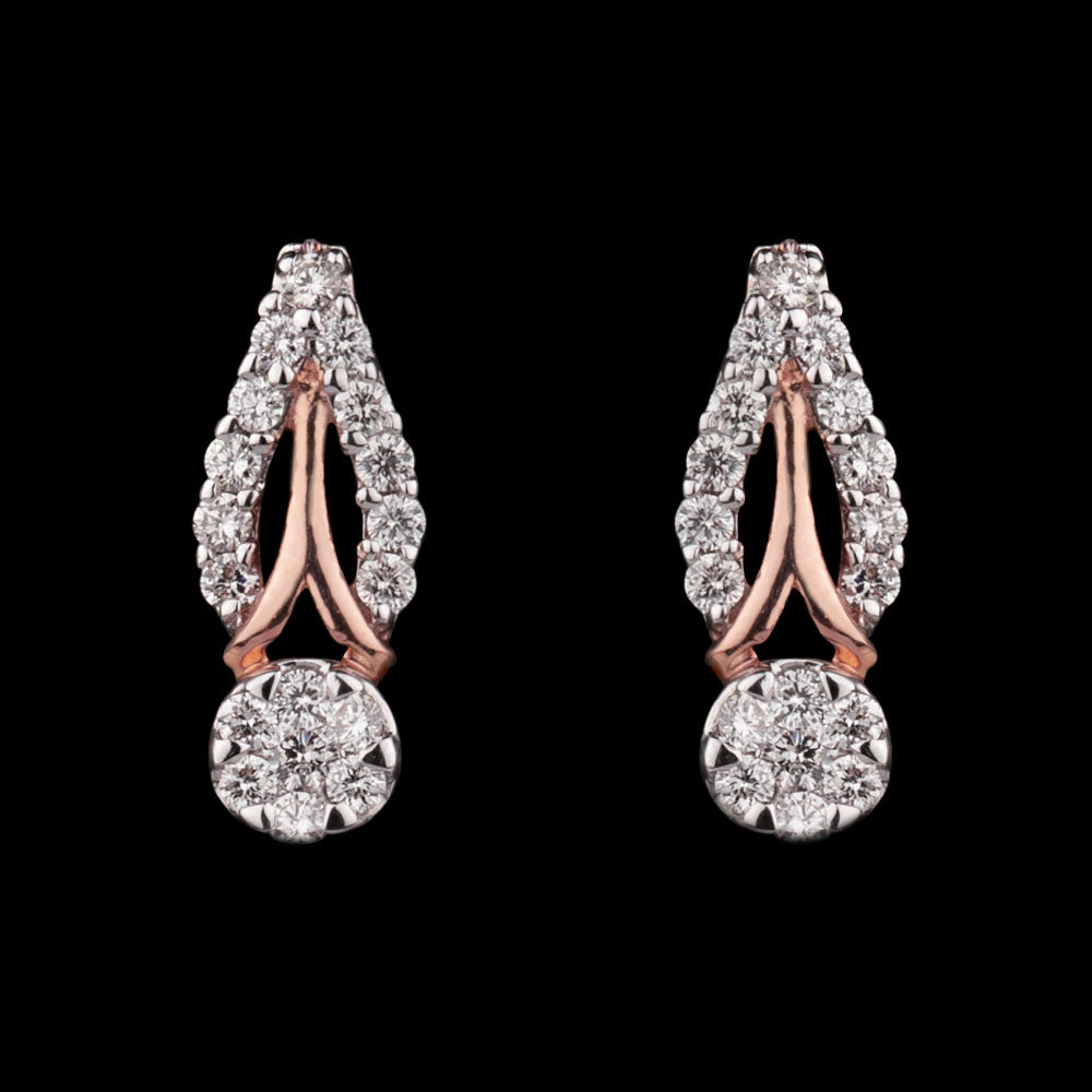 14K Two Tone Gold Diamond Earrings - 0.25ct VVS-VS-GH