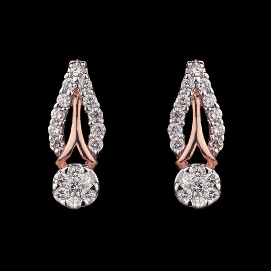 14K Two Tone Gold Diamond Earrings - 0.25ct VVS-VS-GH