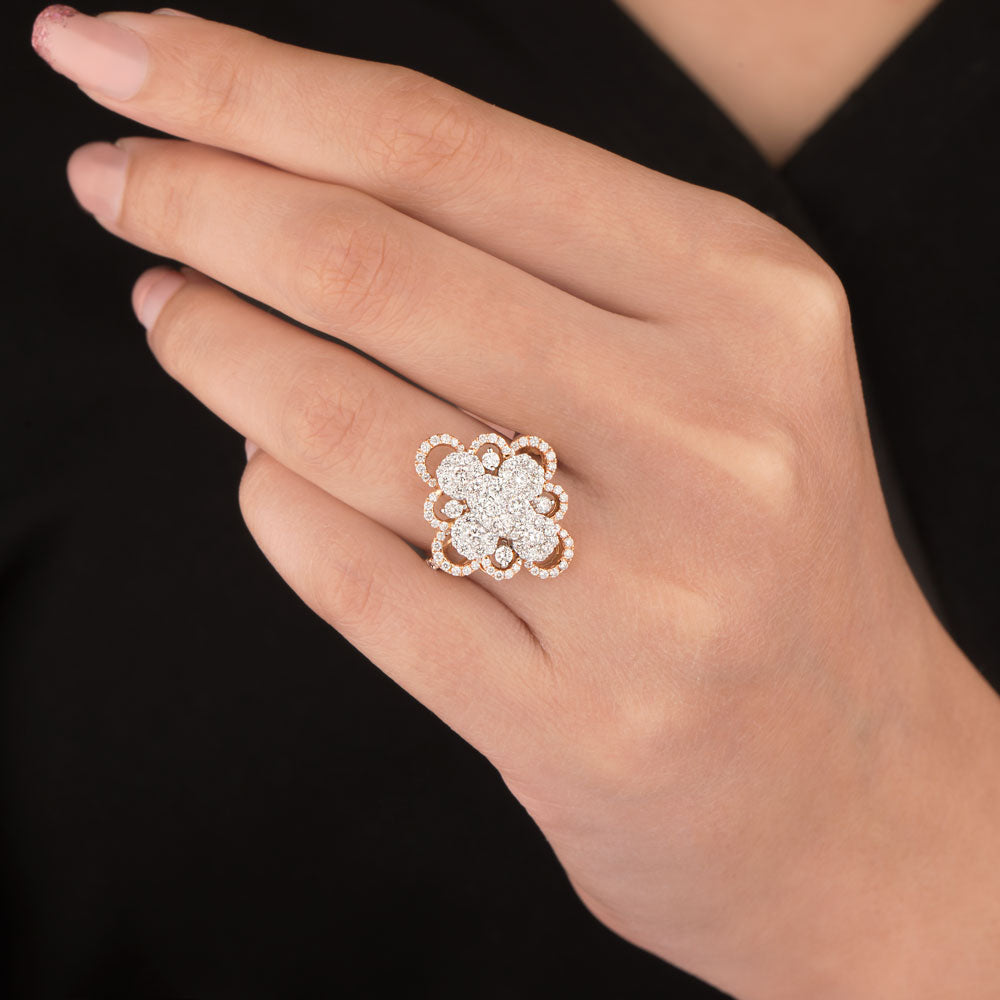 18K Two Tone Gold Diamond Ring - 1.33ct VVS-VS-GH