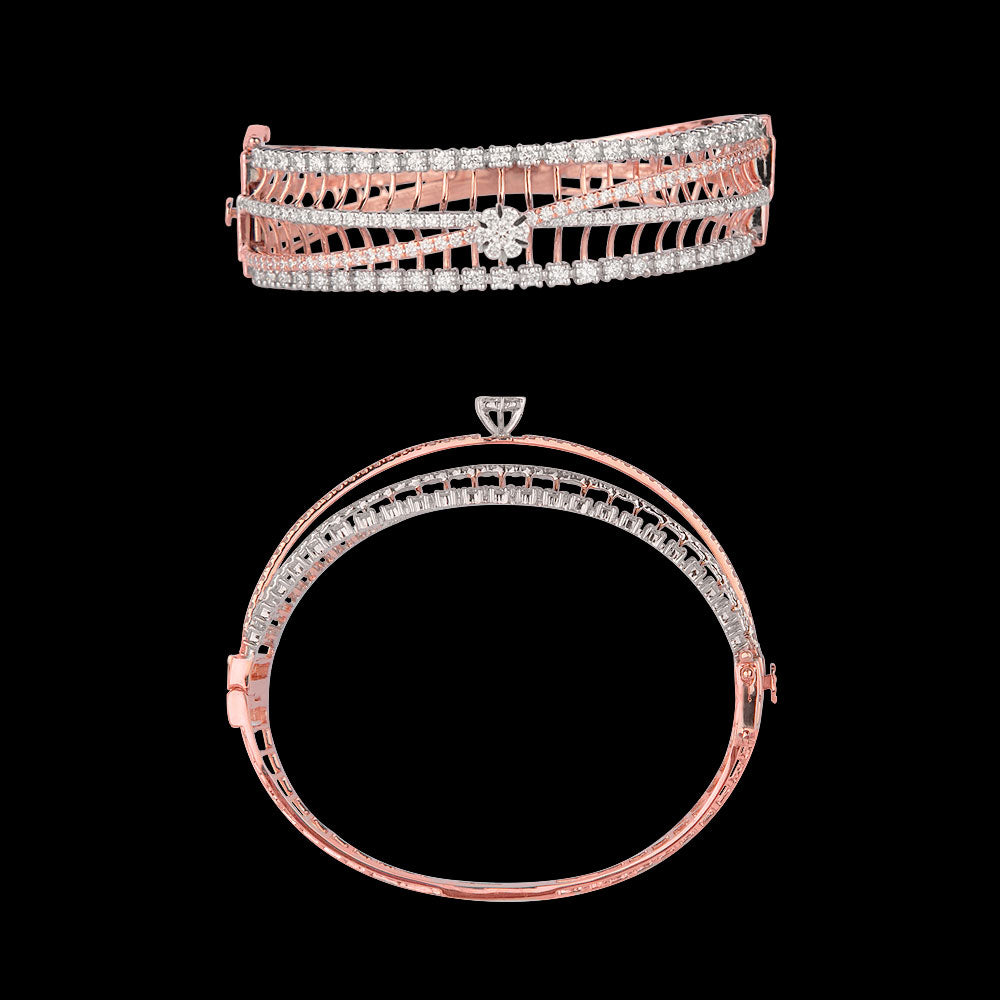 18K Two Tone Gold Diamond Kada - 3.55ct VVS-VS-HI