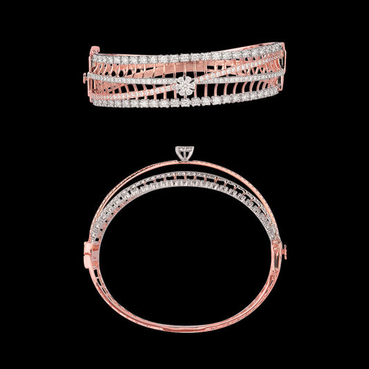 18K Two Tone Gold Diamond Kada - 3.55ct VVS-VS-HI