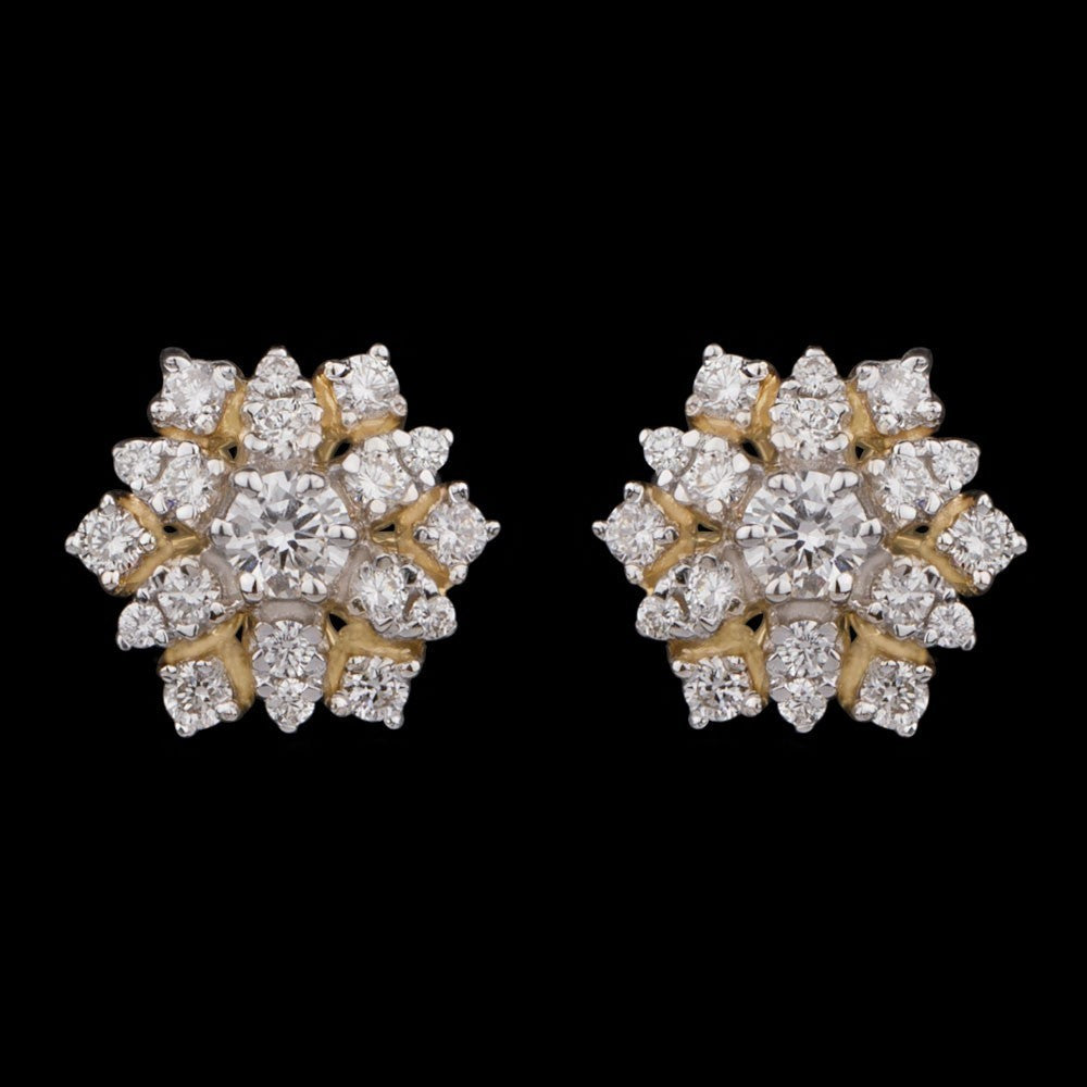 14K Two Tone Gold Diamond Earrings - 0.45ct VVS-VS-GH