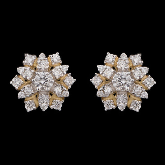 14K Two Tone Gold Diamond Earrings - 0.45ct VVS-VS-GH