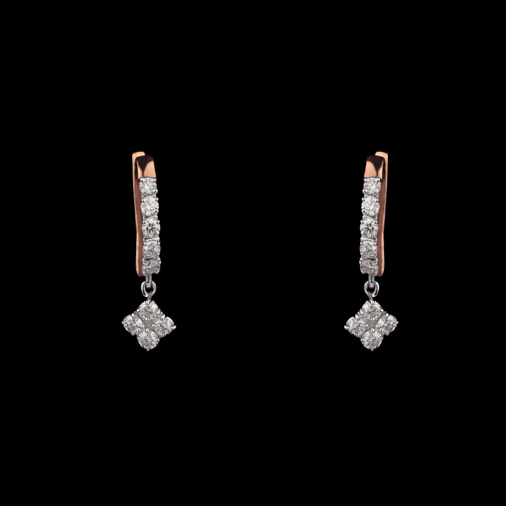 14K Two Tone Gold Diamond Earrings - 0.63ct VVS-VS-IJ