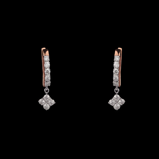 14K Two Tone Gold Diamond Earrings - 0.63ct VVS-VS-IJ