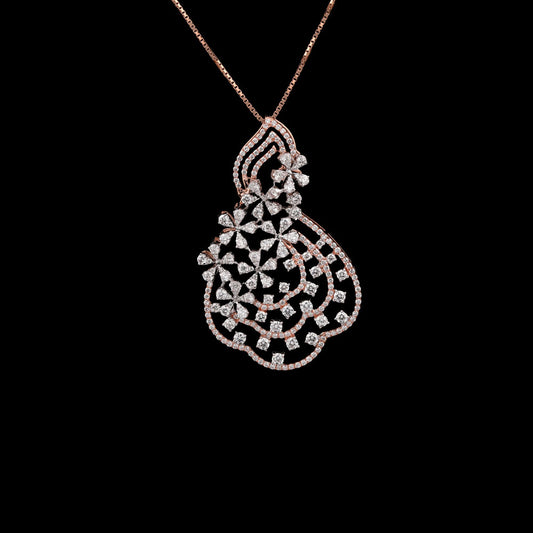 18K Two Tone Gold Diamond Pendant - 2.87ct VVS-VS-GHI