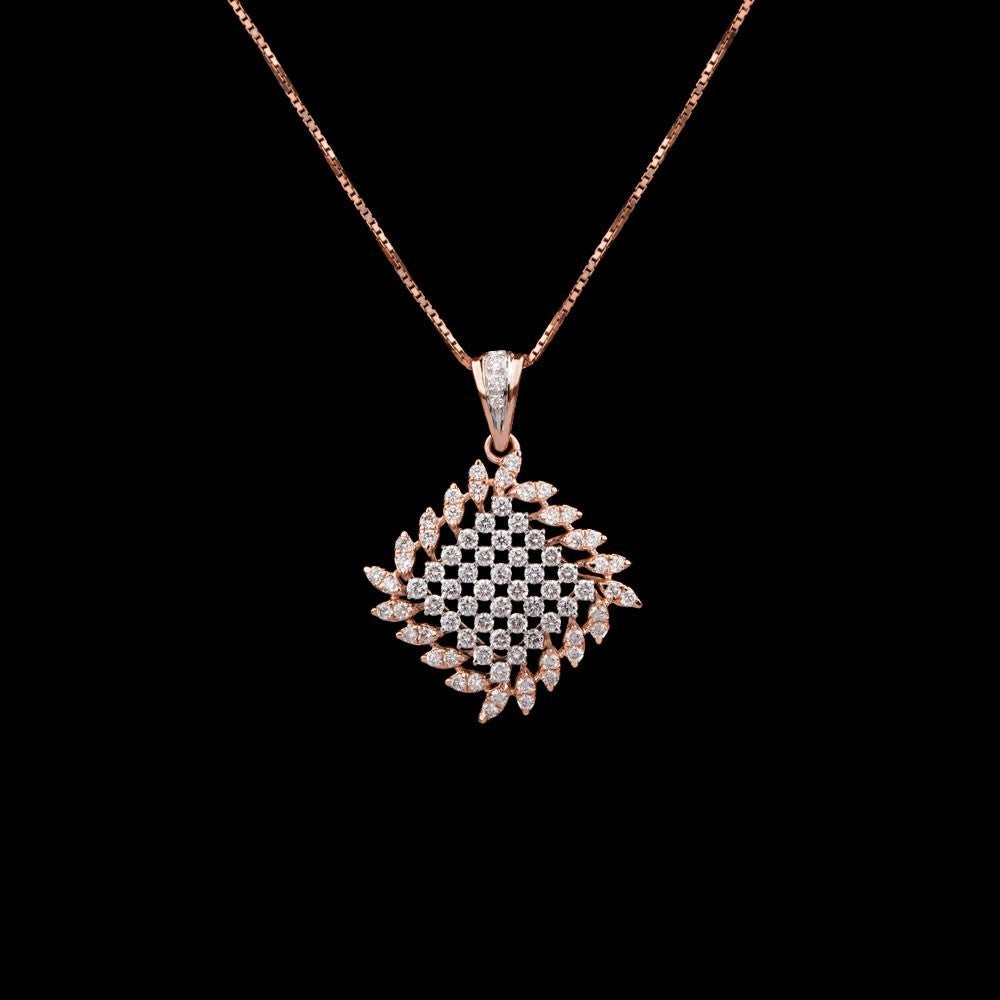 18K Two Tone Gold Diamond Pendant - 1.5ct VVS-VS-GHI