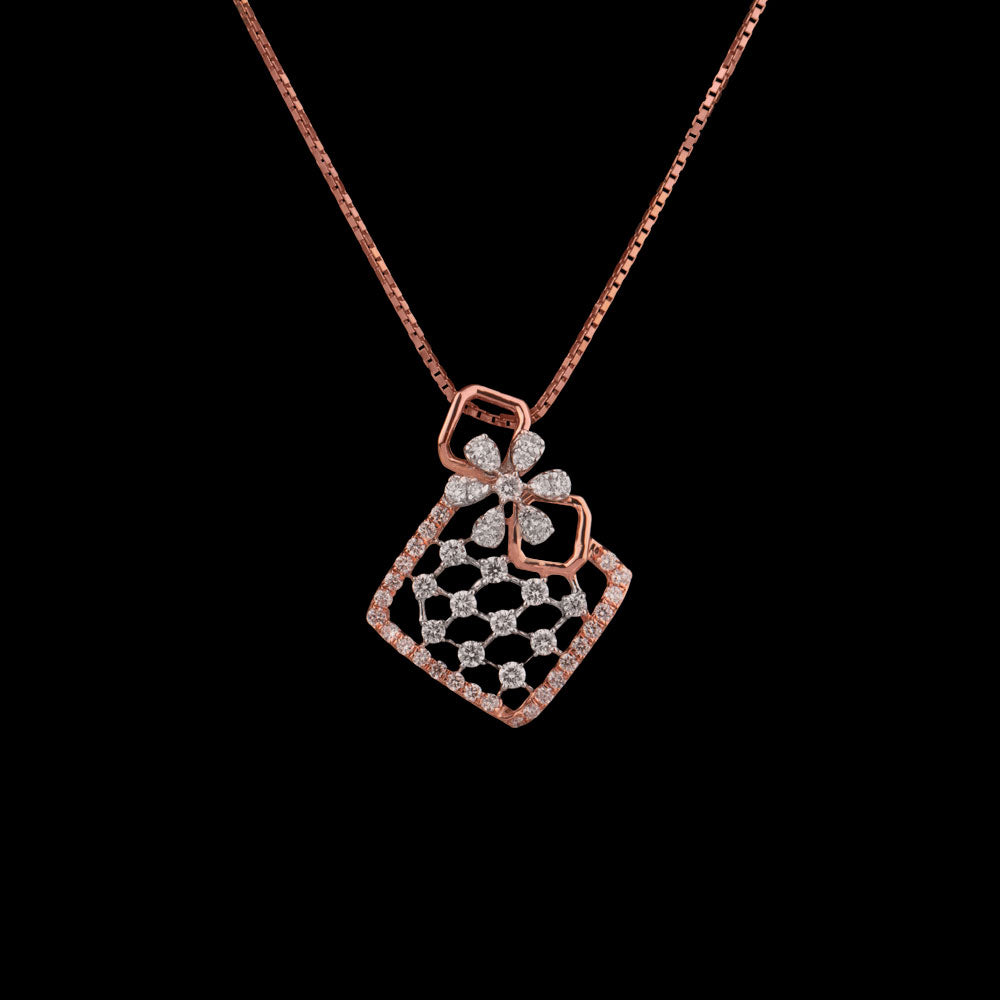 18K Two Tone Gold Diamond Pendant - 0.64ct VVS-VS-GH