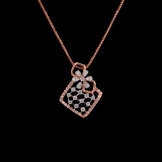 18K Two Tone Gold Diamond Pendant - 0.64ct VVS-VS-GH