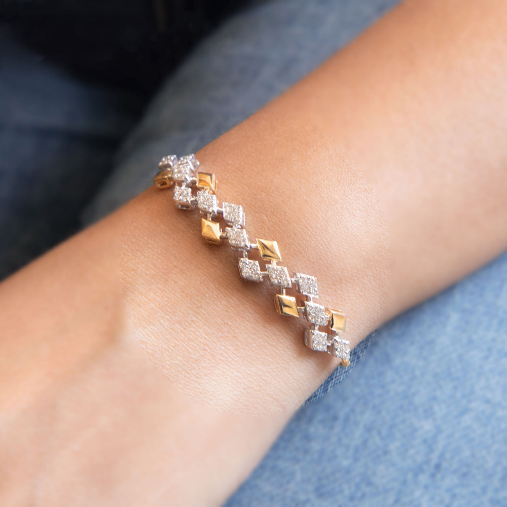 18K Two Tone Gold Diamond Bracelet - 1.09ct VS-HI