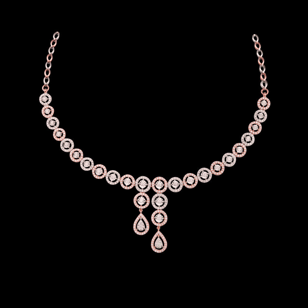 18K Two Tone Gold Diamond Necklace - 4.37ct VVS-VS-GH