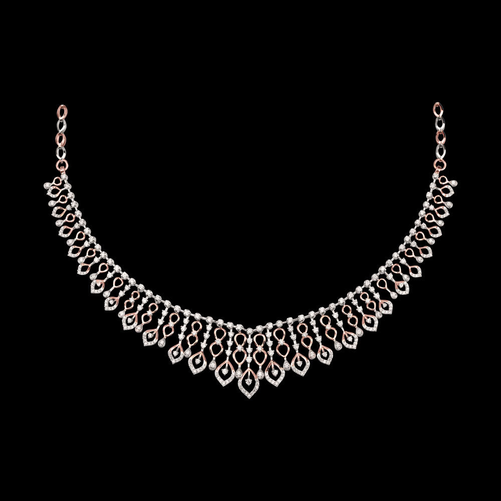 18K Two Tone Gold Diamond Necklace - 3.16ct VVS-VS-GH