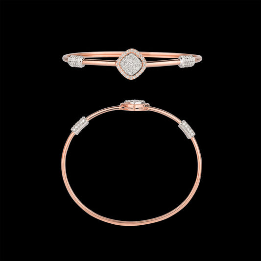 18K Two Tone Gold Diamond Bangle - 0.99ct VVS-VS-GH