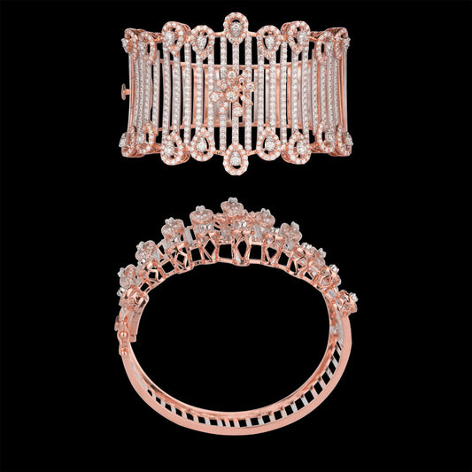 18K Two Tone Gold Diamond Kada - 7.25ct VVS-VS-GH