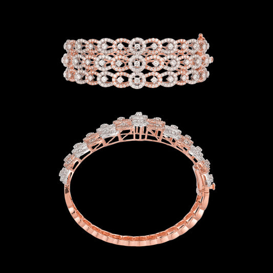 18K Two Tone Gold Diamond Kada - 5.61ct VVS-VS-GH