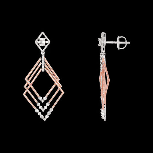 18K Two Tone Gold Diamond Earrings - 4.36ct VVS-VS-GH