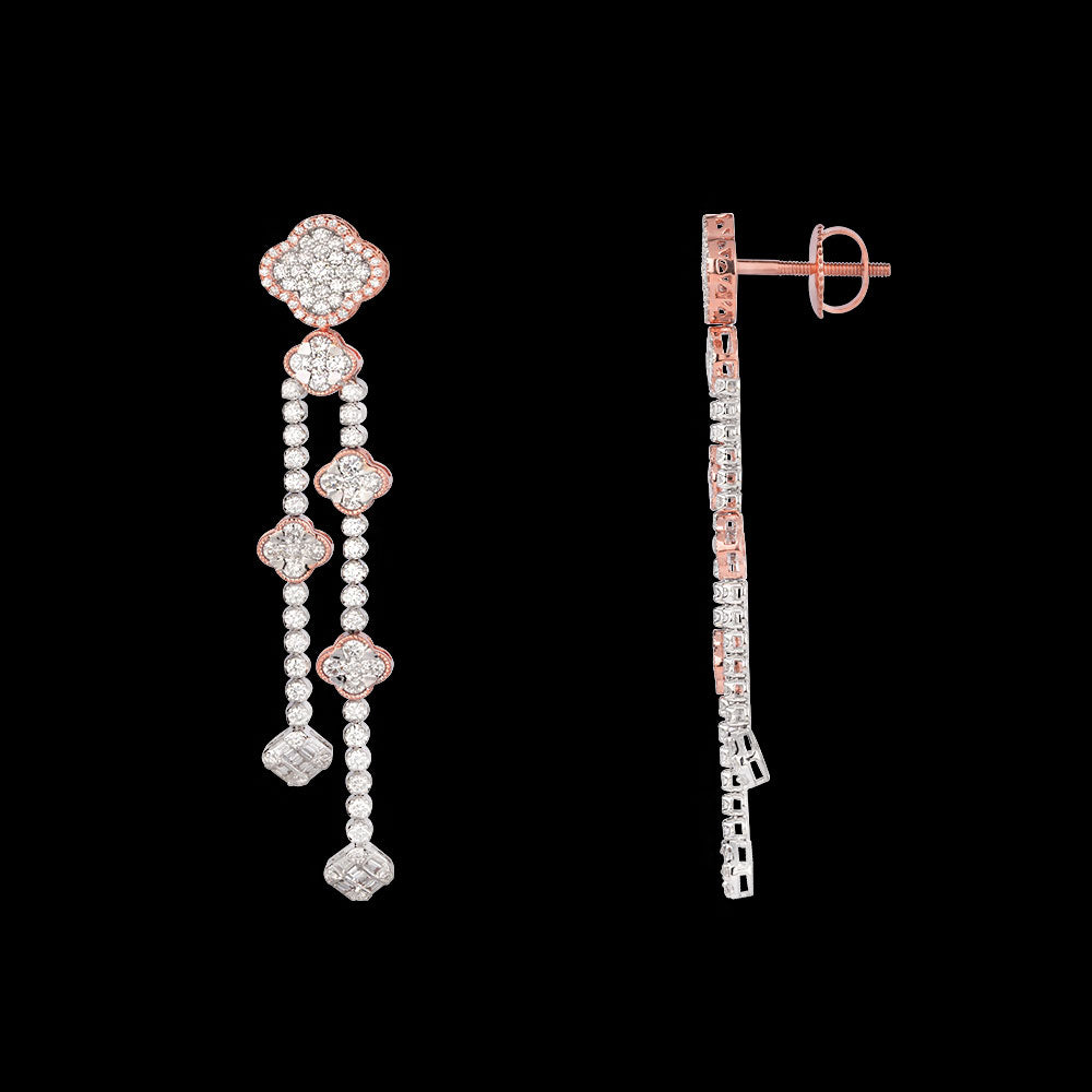 18K Two Tone Gold Diamond Earrings - 24.165ct VS-SI-FG