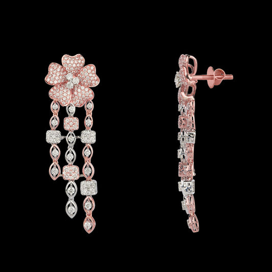 18K Two Tone Gold Diamond Earrings - 4.461ct VVS-VS-GH