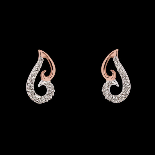 14K Two Tone Gold Diamond Earrings - 0.2ct VVS-VS-GH