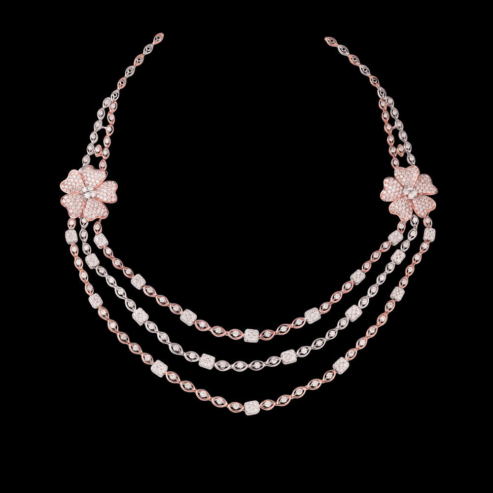 18K Two Tone Gold Diamond Necklace - 10.469ct VVS-VS-GH