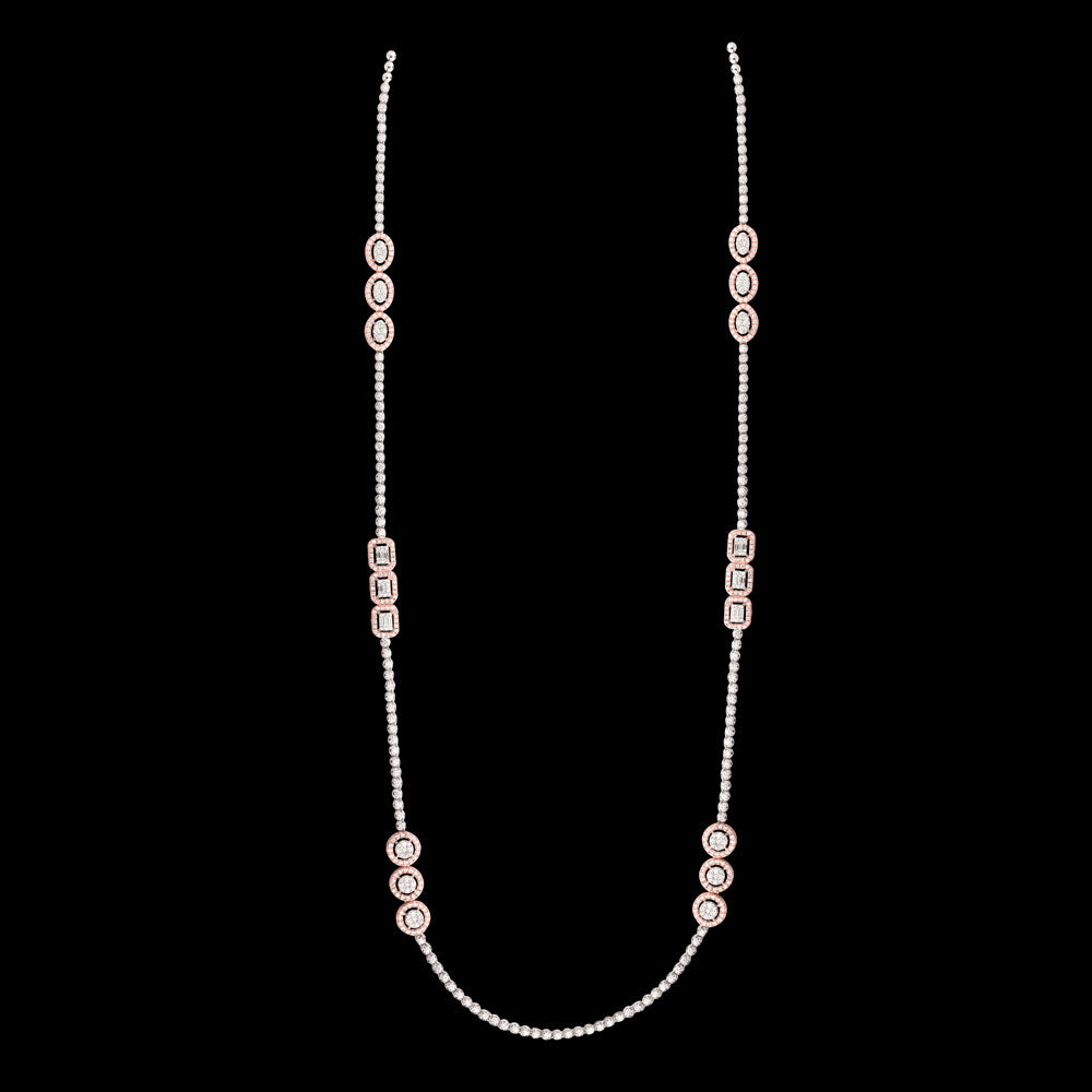 18K Two Tone Gold Diamond Necklace - 6.35ct VS-SI-GHI