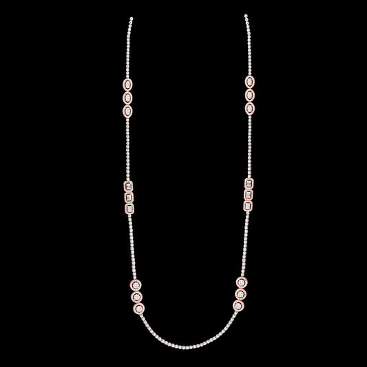 18K Two Tone Gold Diamond Necklace - 6.35ct VS-SI-GHI