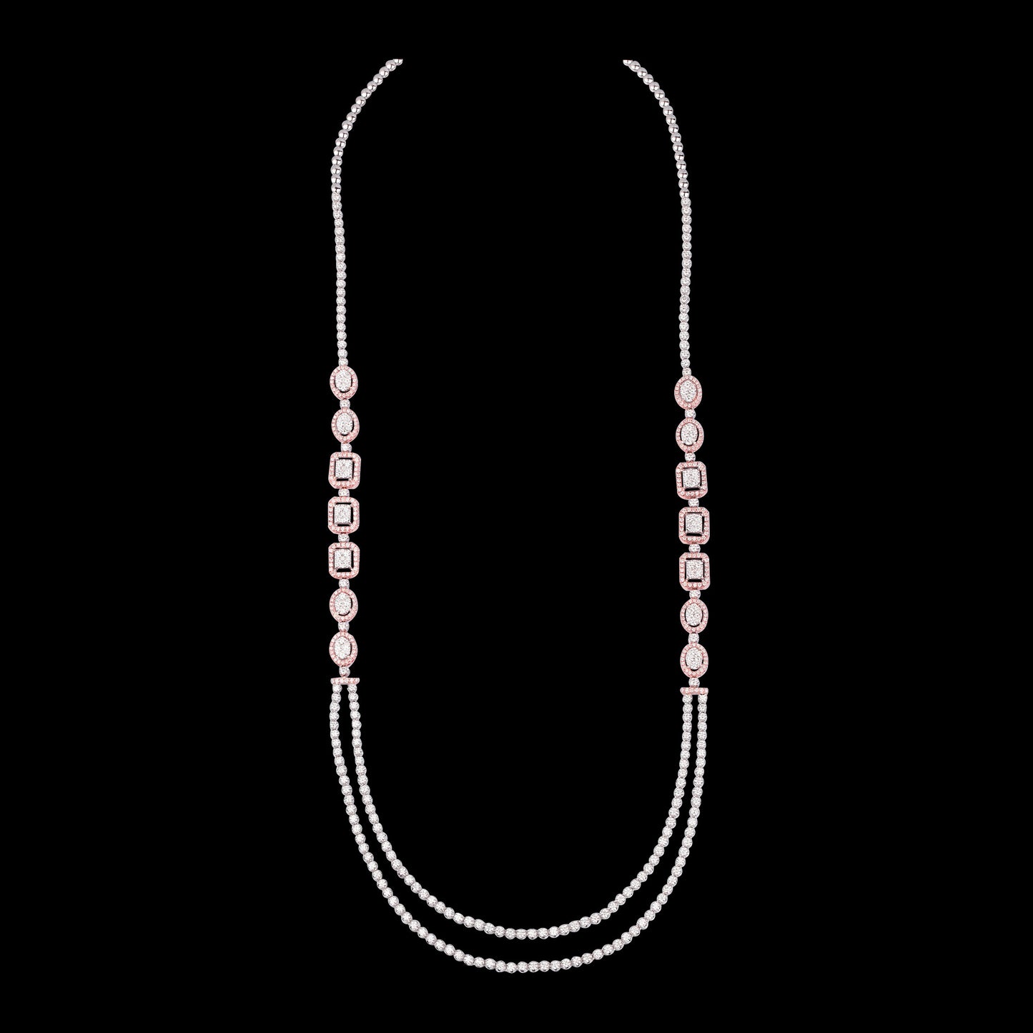 14K Two Tone Gold Diamond Necklace - 8.97ct VVS-VS-GH