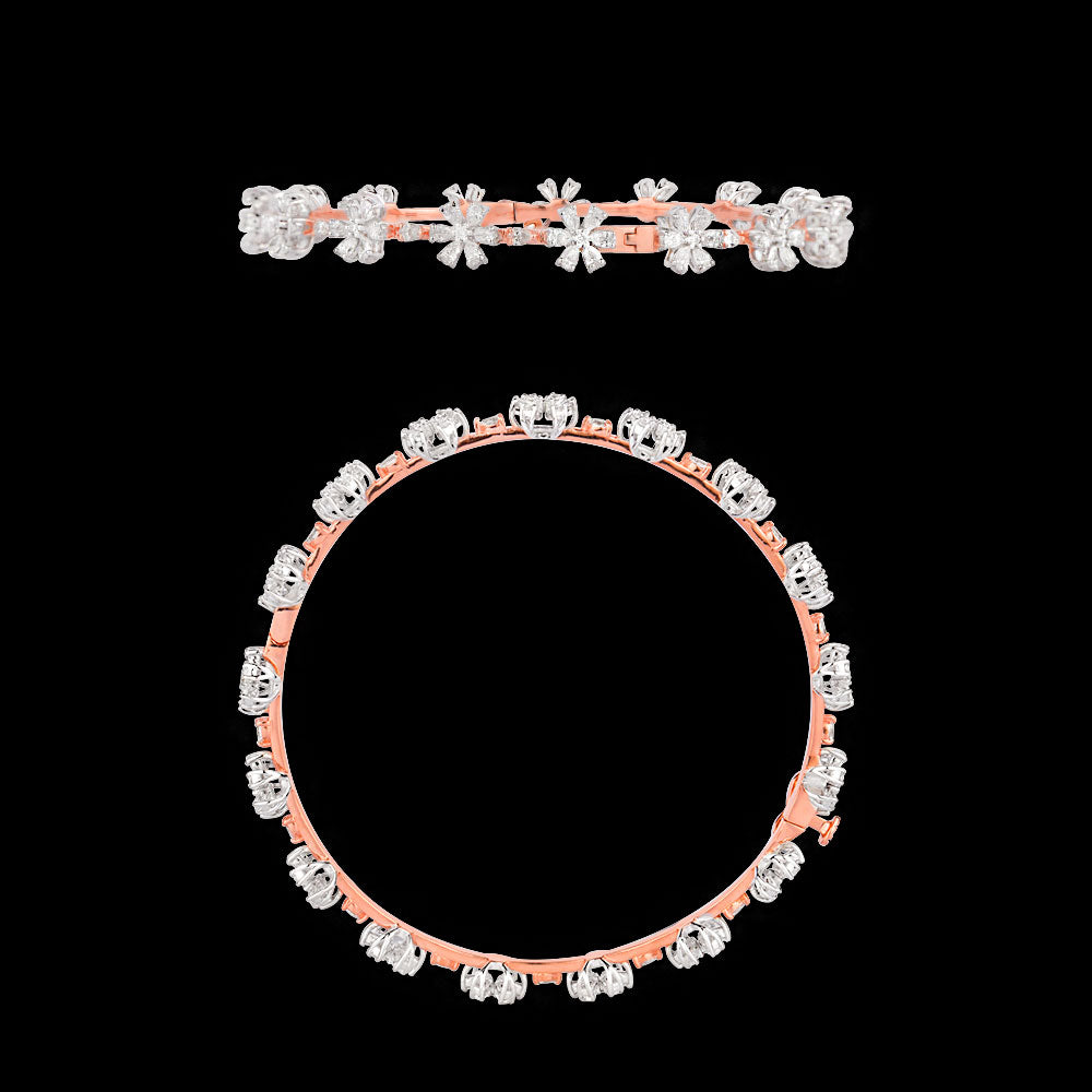 18K Two Tone Gold Diamond Bangle - 3.802ct VVS-EF